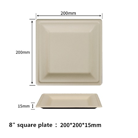 8"  Compostable Fiber Square Plates | No PFAS | 500/Case