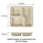 1200ml Medium  3-Compartment tray with Lid| No PFAS | 300/Case