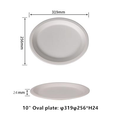 10"  Compostable Fiber Oval Plates | No PFAS | 500/Case