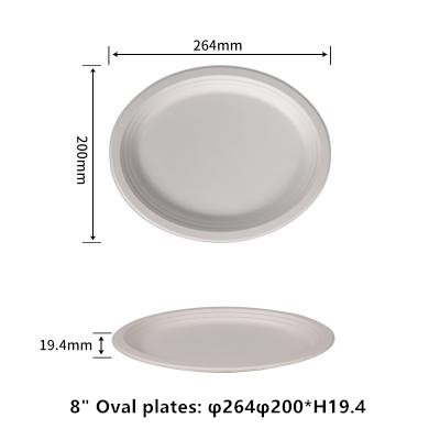 8"  Compostable Fiber Oval Plates | No PFAS | 500/Case