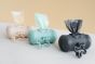 Factory-made pet waste bags with leash dispenser, USDA certified, 38% plant-based materials, 62% PE material.