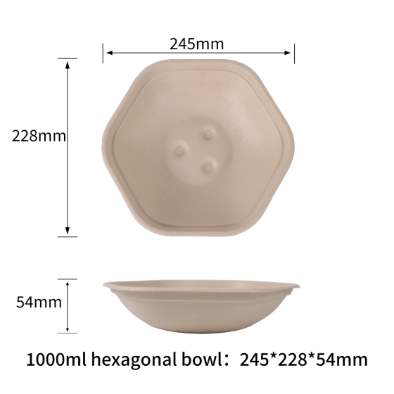 1,000ml  hexagonal bowl | No PFAS | 400/Case