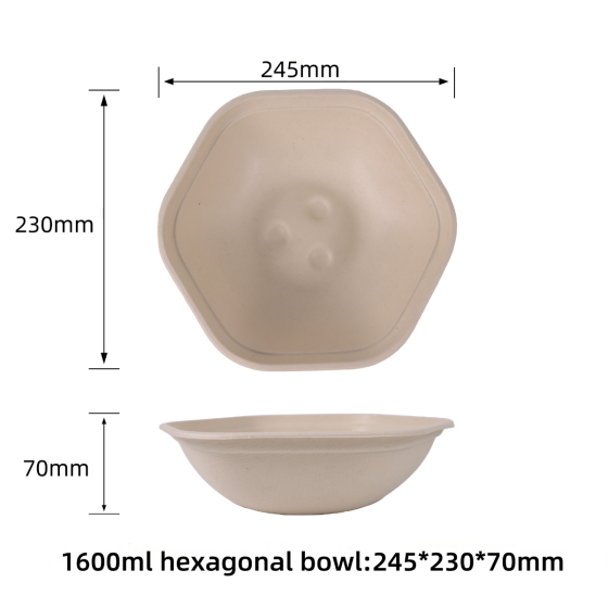 1600ml  hexagonal bowl | No PFAS | 400/Case