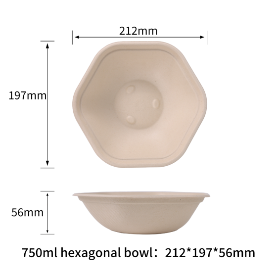 750ml  hexagonal bowl | No PFAS | 400/Case