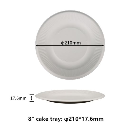 8"  Compostable Fiber Round Cake Plates | No PFAS | 1,000/Case