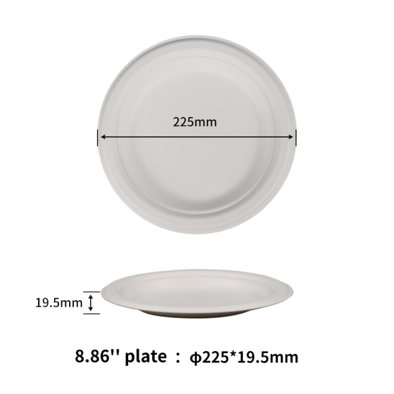 8.86" Compostable Fiber Plates | No PFAS | 500/Case