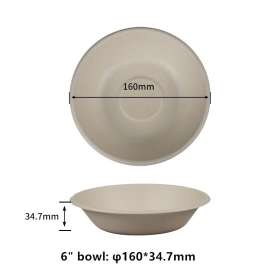 6" Compostable Fiber Round Bowls | No PFAS | 500/Case