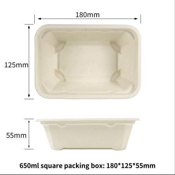 650ml Compostable Fiber Box with Lid| No PFAS | 300/Case