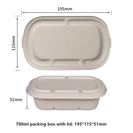 700ml Compostable Fiber Boxes with Lid| No PFAS | 500/Case