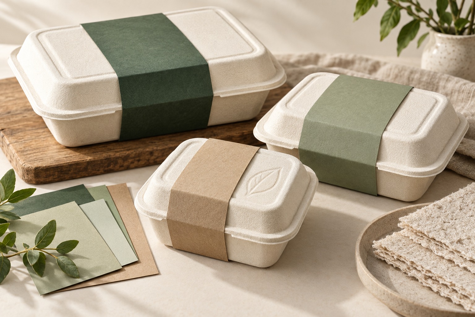 Food packaging customized with brand colors, logo and printed artwork